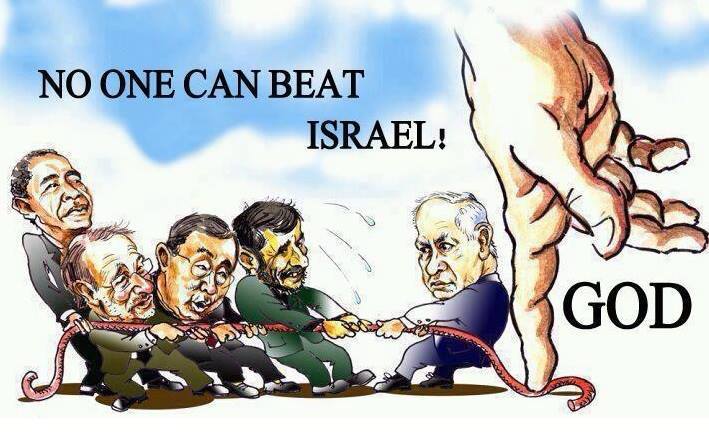 Gods hand on israel cartoon