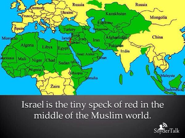 Israel tiny speck surrounded by Islam
