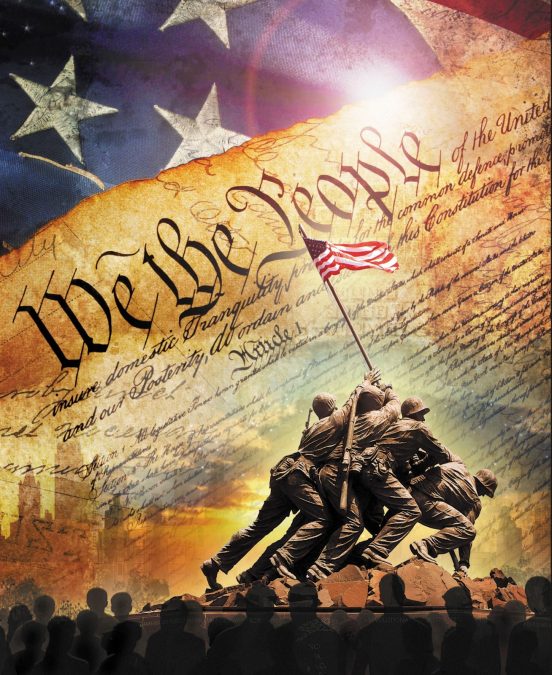 constitution flag and troops