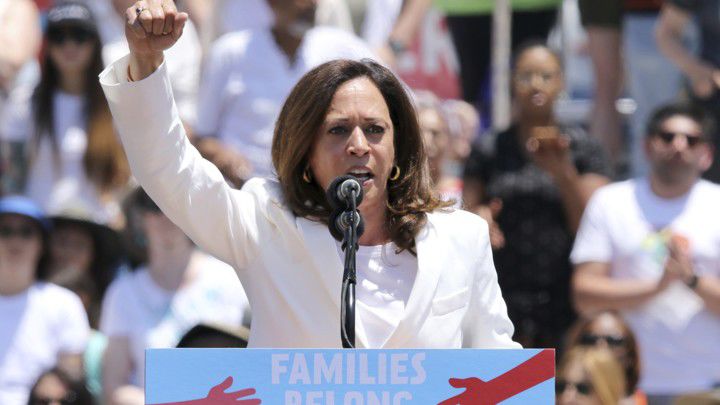 raised fist kamala harris