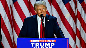 Trump wins gives speech