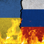 Ukraine-and-Russia-flags-burning
