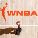 wnba logo with player shooting